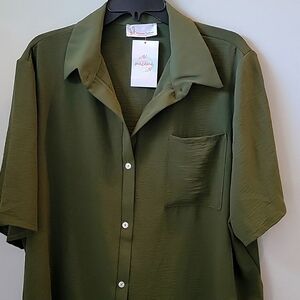 OLIVE GREEN BLOUSE - 3XL